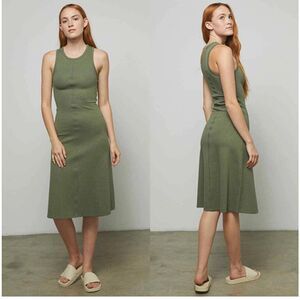 Lunya Restore Fitted Lounge Dress In Humble Green Heather Size M Pima cotton New